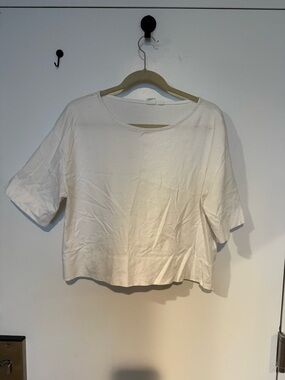 Women's White Boxy Short-Sleeve Top